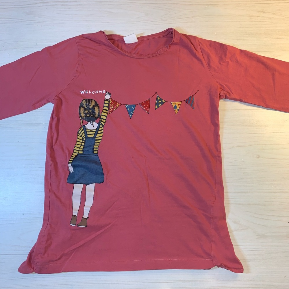 ZARAgirls indian red long sleeved graphic shirt